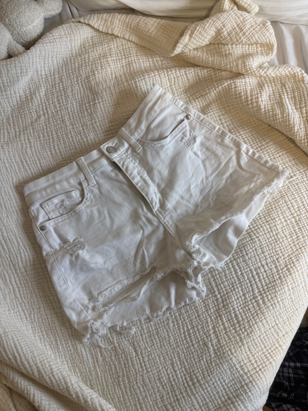 White Denim Shorts distressed jeans